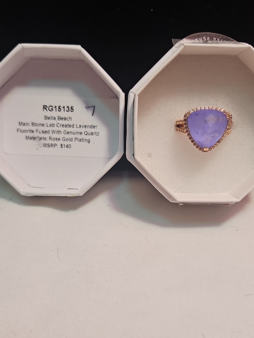 Bomb Party Resort Wear Rose Gold Plated Lavender Quartz Triangle Ring